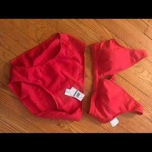 Jantzen 2 piece red bathing suit size 16 NWT, French cut bottoms
